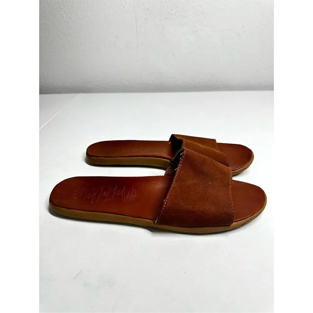 Mad Love Women’s Slides Slip On Flat Brown Size 10 Faux Leather